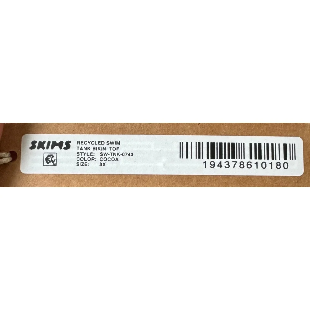 SKIMS‎ Recycled Swim Tank Bikini Top Cocoa Brown SW-TNK-0743 Womens 3X NWT